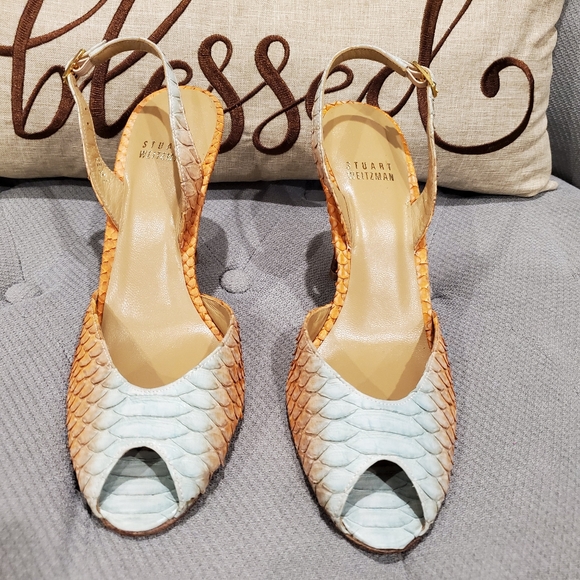 Pre-loved Stuart Weitzman Snakeskin Heels size 7 - Picture 6 of 13